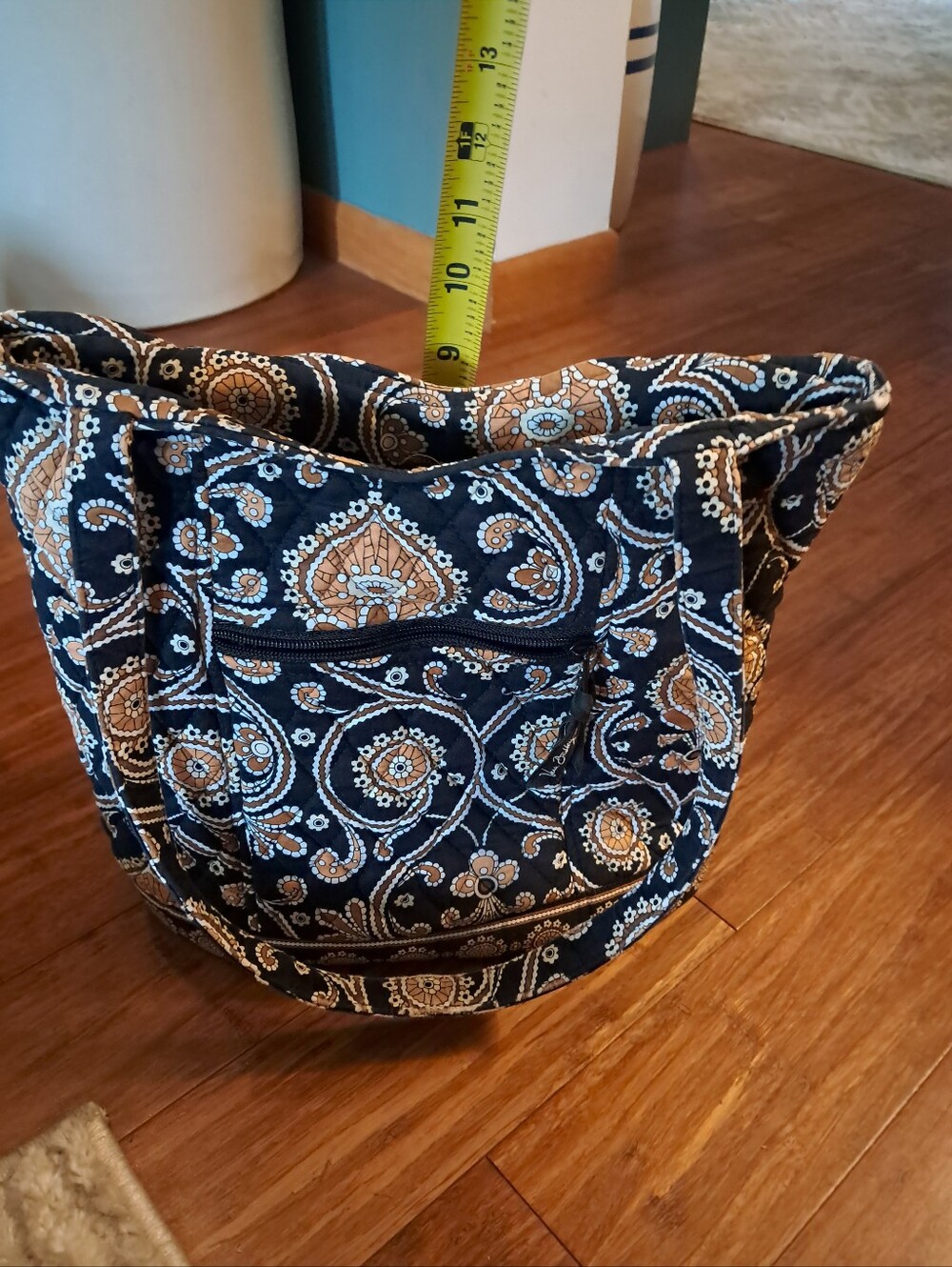 Vera Bradley Quilted Paisley Tote Bag in Black and Tan